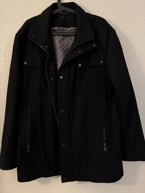Calvin Klein Men’s Black Wool-Blend Pea Coat